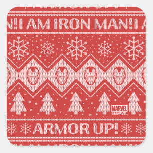 Avengers Classics   Iron Man Holiday Knit Graphic Square Sticker