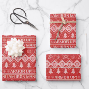 Avengers Classics   Iron Man Holiday Knit Graphic Wrapping Paper Sheet