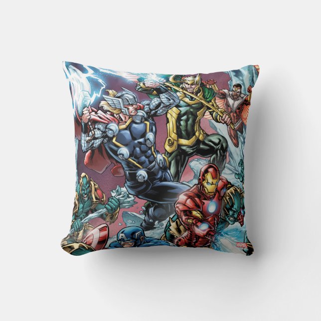 Avengers Classics | Loki And Frost Giants Throw Pillow (Front)
