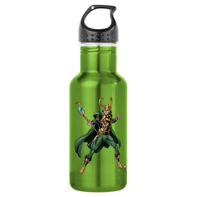 Avengers Classics | Loki With Staff 532 Ml Water Bottle (Front)