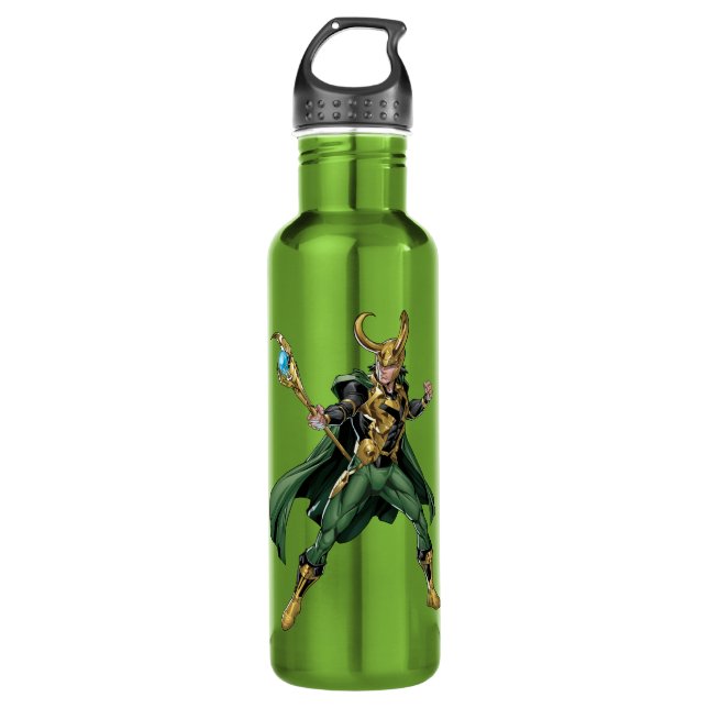 Avengers Classics | Loki With Staff 710 Ml Water Bottle (Front)