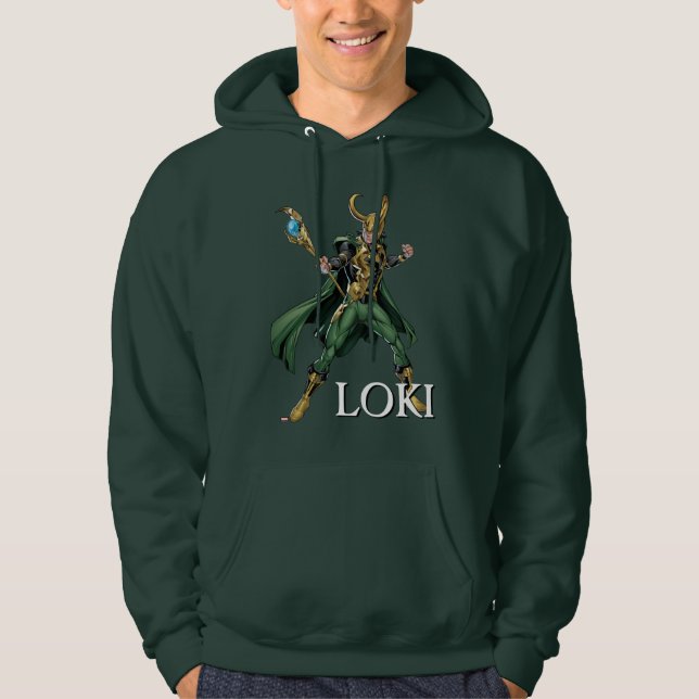 Avengers Classics | Loki With Staff Hoodie (Front)
