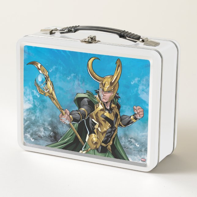 Avengers Classics | Loki With Staff Metal Lunch Box (Front)