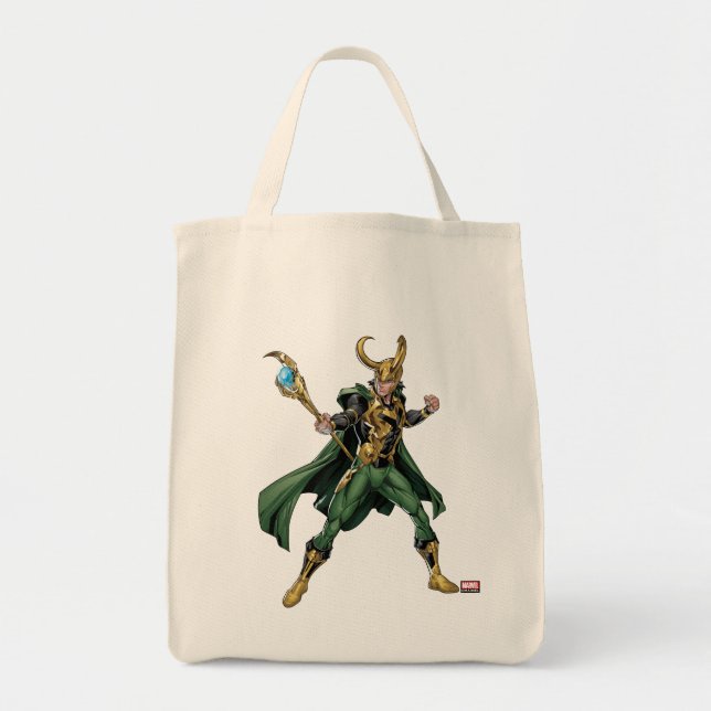 Avengers Classics | Loki With Staff Tote Bag (Front)