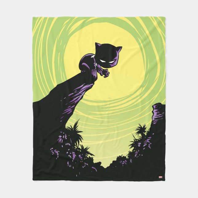 Avengers Classics | Mini Black Panther On Cliff Fleece Blanket (Front)
