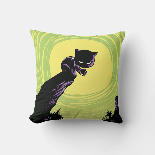 Avengers Classics | Mini Black Panther On Cliff Throw Pillow (Front)