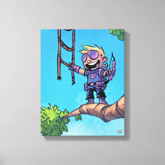 Avengers Classics | Mini Hawkeye In Tree Canvas Print (Front)