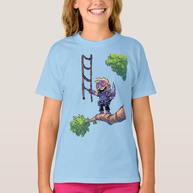 Avengers Classics | Mini Hawkeye In Tree T-Shirt (Front)