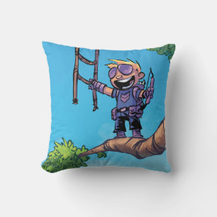 Avengers Classics   Mini Hawkeye In Tree Throw Pillow
