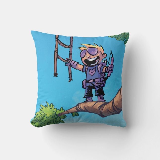 Avengers Classics | Mini Hawkeye In Tree Throw Pillow (Front)