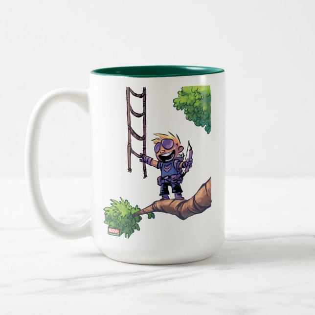 Avengers Classics | Mini Hawkeye In Tree Two-Tone Coffee Mug (Left)