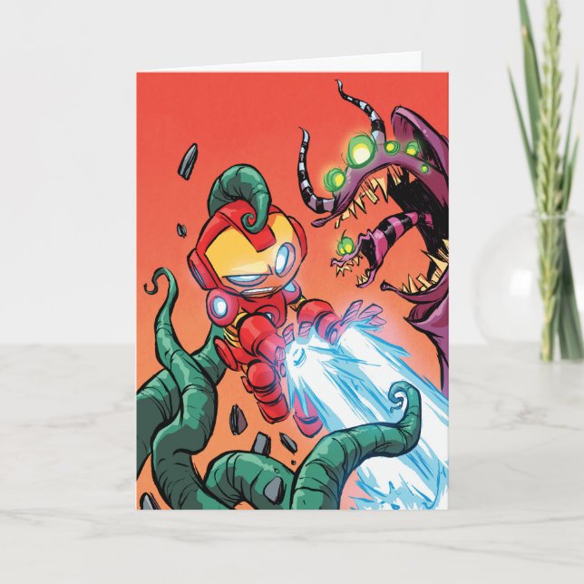 Avengers Classics | Mini Iron Man Blasting Monster Card (Front)