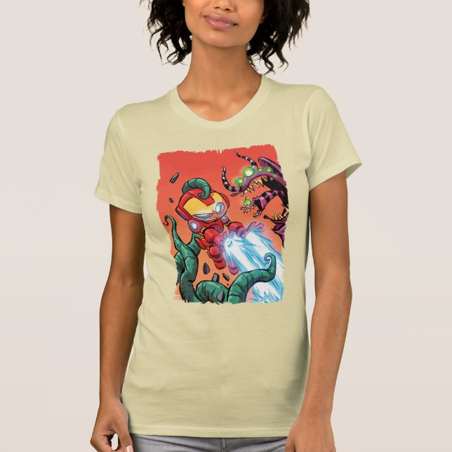 Avengers Classics | Mini Iron Man Blasting Monster T-Shirt (Front)