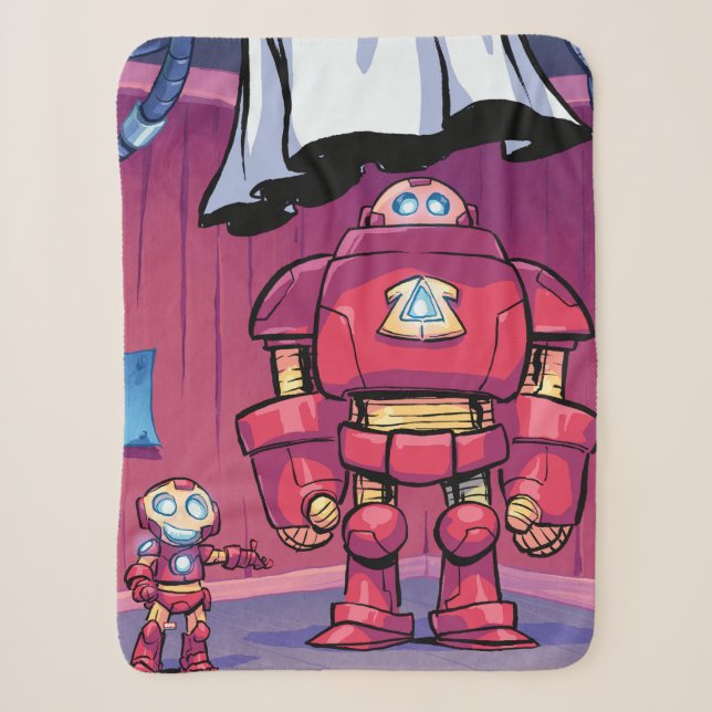 Avengers Classics | Mini Iron Man & Hulkbuster Sherpa Blanket (Front)