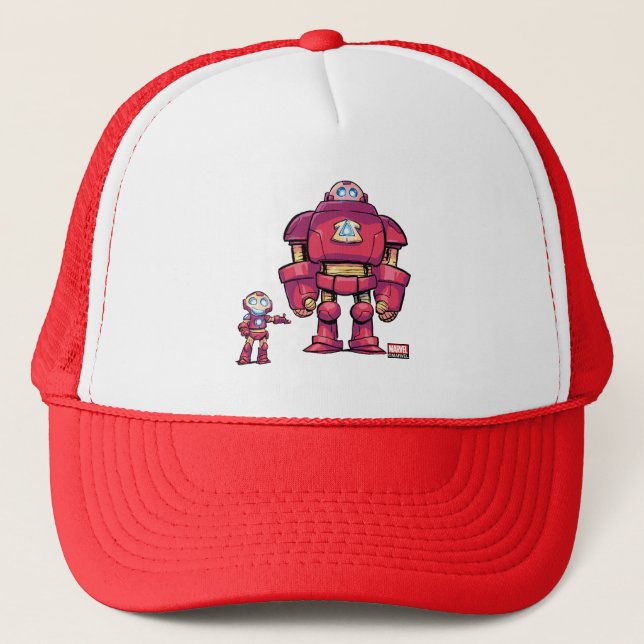 Avengers Classics | Mini Iron Man & Hulkbuster Trucker Hat (Front)