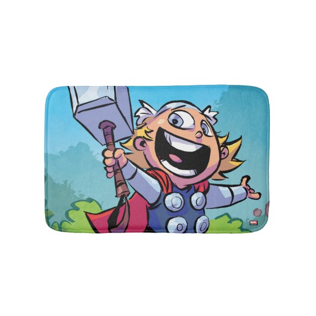 Avengers Classics | Mini Thor With Mjolnir Bath Mat (Front)