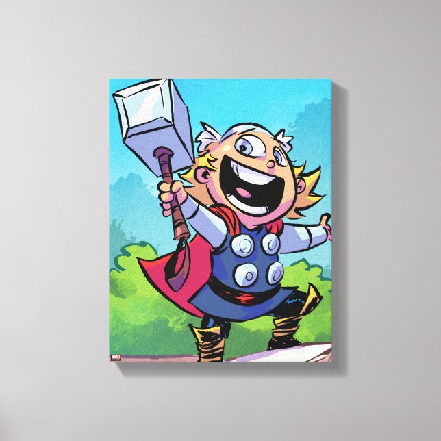 Avengers Classics | Mini Thor With Mjolnir Canvas Print (Front)