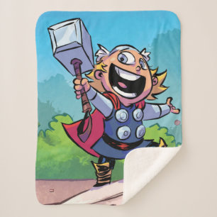 Avengers Classics   Mini Thor With Mjolnir Sherpa Blanket