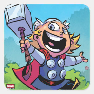 Avengers Classics   Mini Thor With Mjolnir Square Sticker