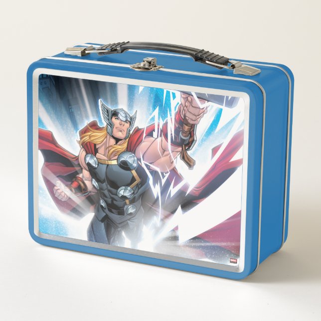 Avengers Classics | Mjolnir Channeling Lightning Metal Lunch Box (Front)