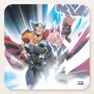 Avengers Classics Mjolnir Channeling Lightning Square Paper Coaster