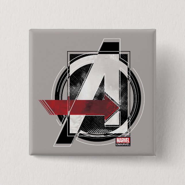 Avengers Classics | Negative Colour Avengers Logo 2 Inch Square Button (Front)
