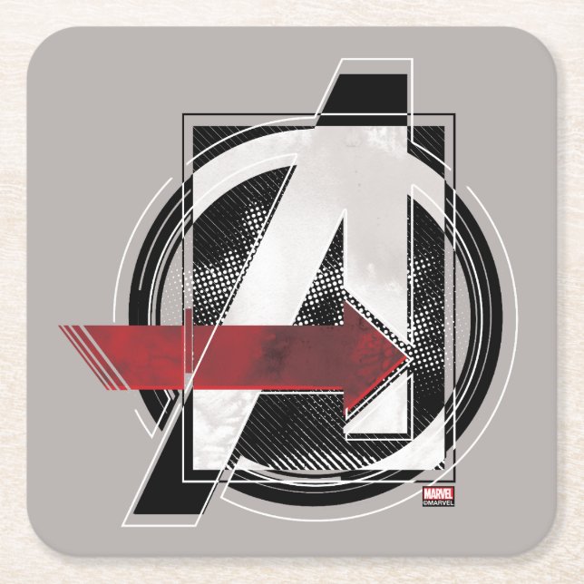 Avengers Classics | Negative Colour Avengers Logo Square Paper Coaster (Front)