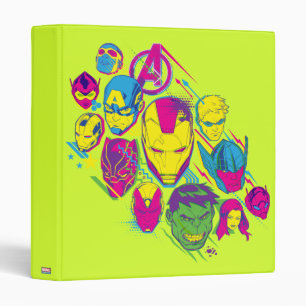 Avengers Classics   Neon Avenger Faces Graphic Binder