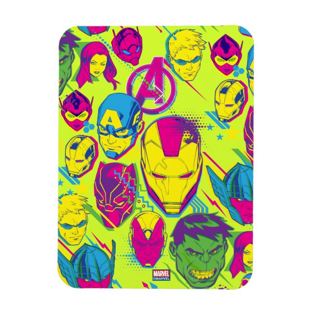 Avengers Classics | Neon Avenger Faces Graphic Magnet (Vertical)