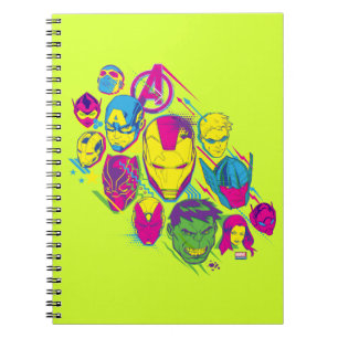 Avengers Classics   Neon Avenger Faces Graphic Notebook