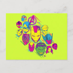 Avengers Classics   Neon Avenger Faces Graphic Postcard