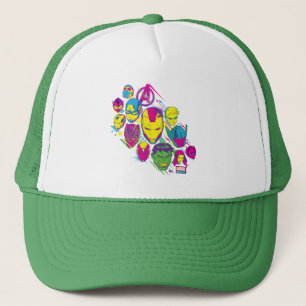 Avengers Classics   Neon Avenger Faces Graphic Trucker Hat