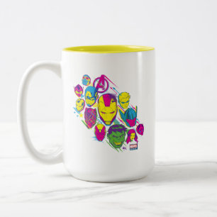 Avengers Classics Neon Avenger Faces Graphic Two-Tone Coffee Mug