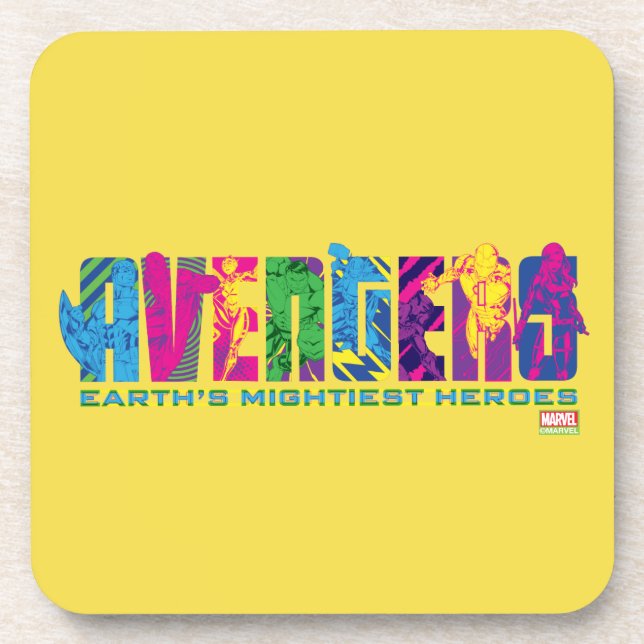 Avengers Classics | Neon Avengers Character Logo Coaster (Front)