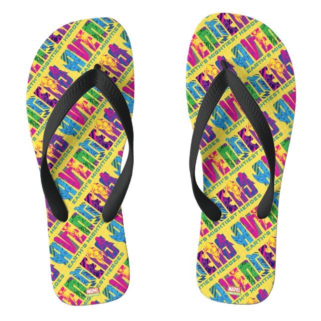 Avengers Classics | Neon Avengers Character Logo Flip Flops (Footbed)