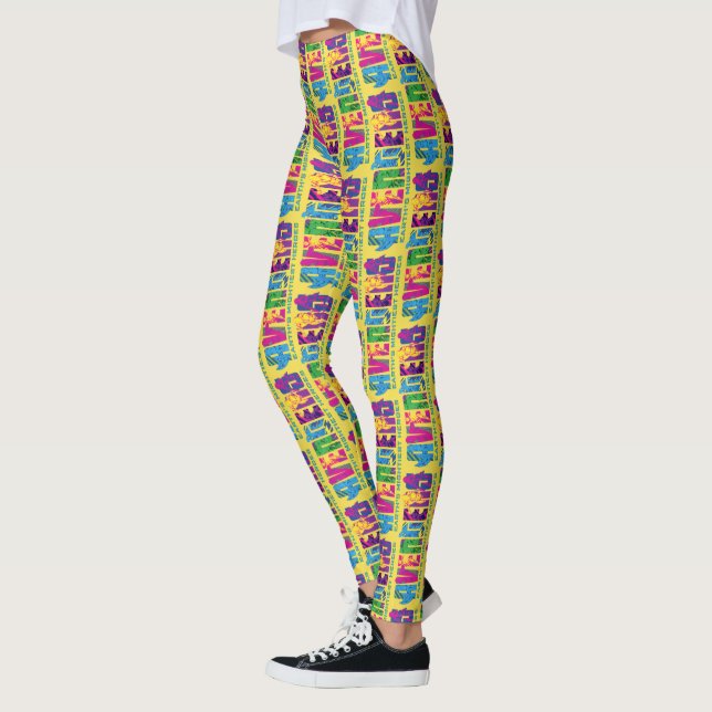 Avengers Classics | Neon Avengers Character Logo Leggings (Left)