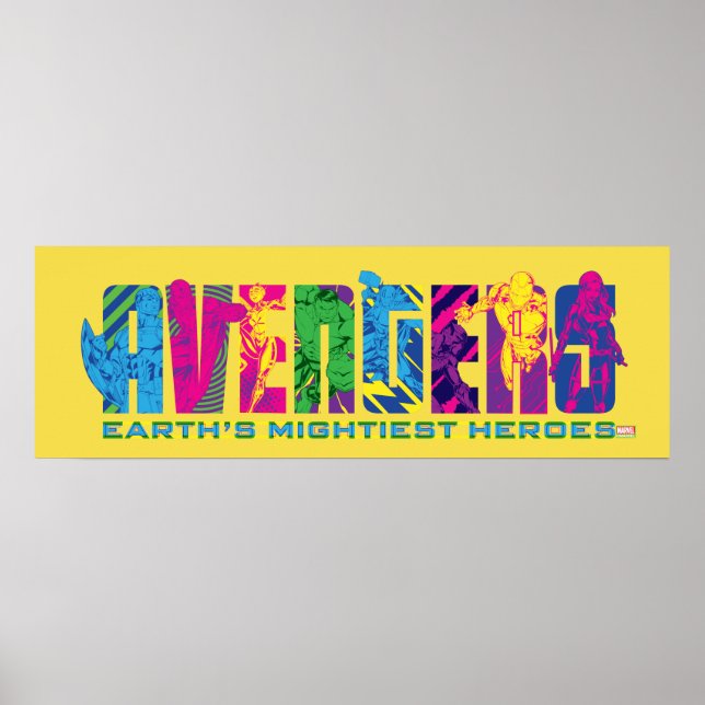 Avengers Classics | Neon Avengers Character Logo Poster (Front)