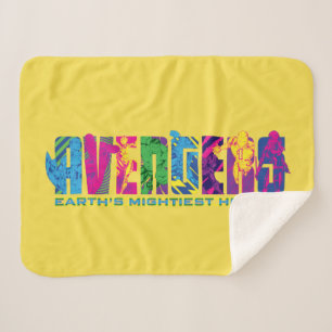 Avengers Classics Neon Avengers Character Logo Sherpa Blanket