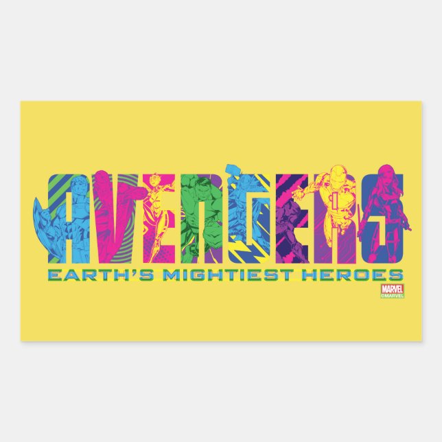 Avengers Classics | Neon Avengers Character Logo Sticker (Front)