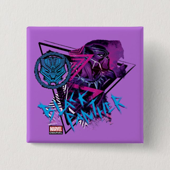Avengers Classics | Neon Black Panther Graphic 2 Inch Square Button (Front)
