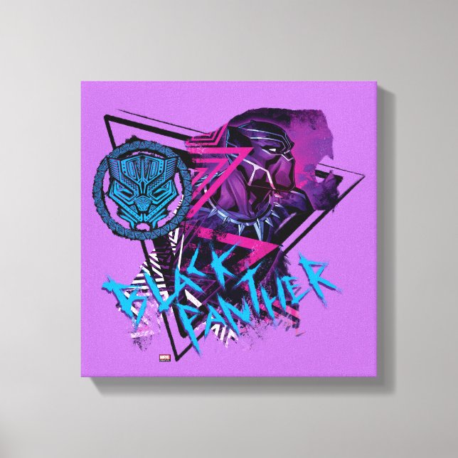 Avengers Classics | Neon Black Panther Graphic Canvas Print (Front)