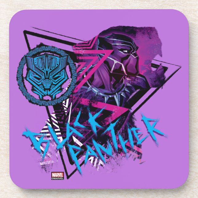 Avengers Classics | Neon Black Panther Graphic Coaster (Front)