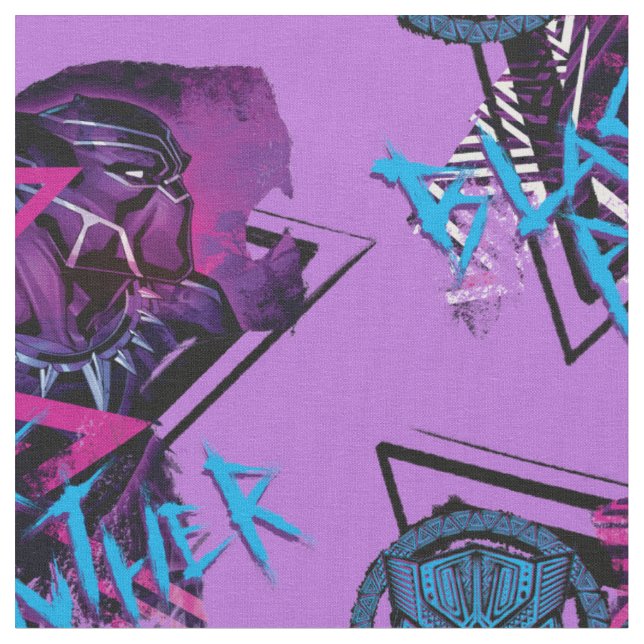 Avengers Classics | Neon Black Panther Graphic Fabric (Close Up)