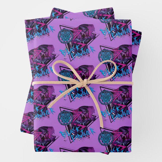 Avengers Classics | Neon Black Panther Graphic Wrapping Paper Sheet (In situ)