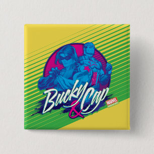 Avengers Classics Neon Bucky & Cap Graphic 2 Inch Square Button
