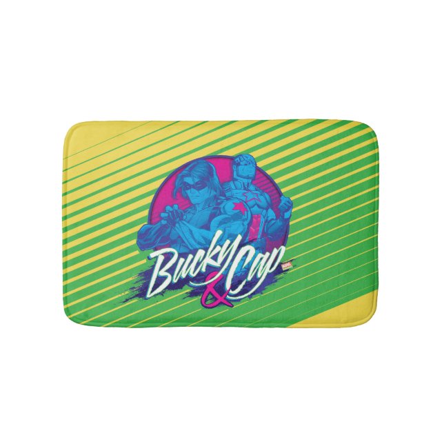 Avengers Classics | Neon Bucky & Cap Graphic Bath Mat (Front)