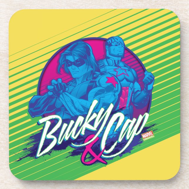 Avengers Classics | Neon Bucky & Cap Graphic Coaster (Front)