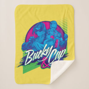 Avengers Classics Neon Bucky & Cap Graphic Sherpa Blanket