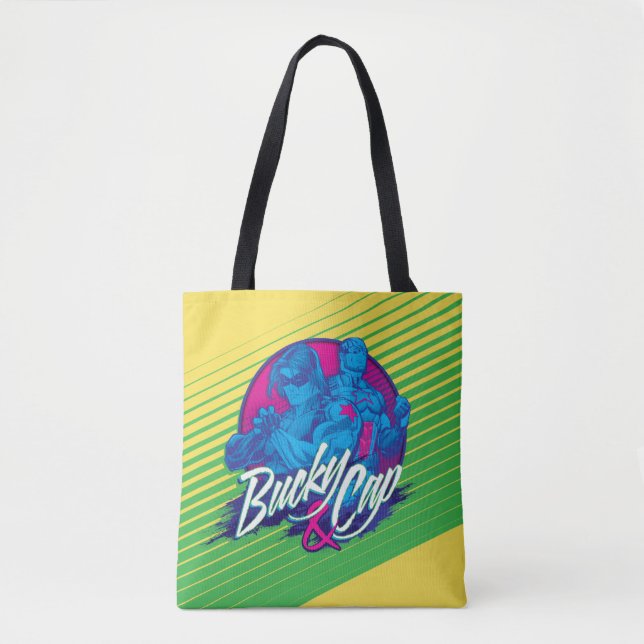 Avengers Classics | Neon Bucky & Cap Graphic Tote Bag (Front)
