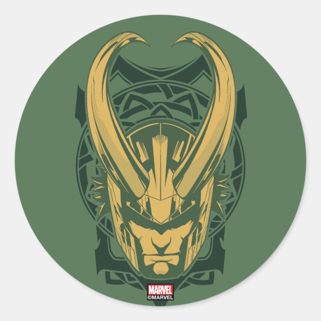 Avengers Classics | Norse Loki Graphic Classic Round Sticker (Front)